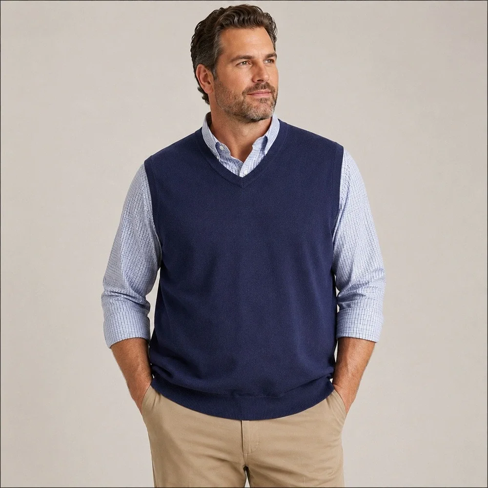 Pendleton 100% Merino Wool Sweater Vest Men's XXL Navy Blue V Neck Classic